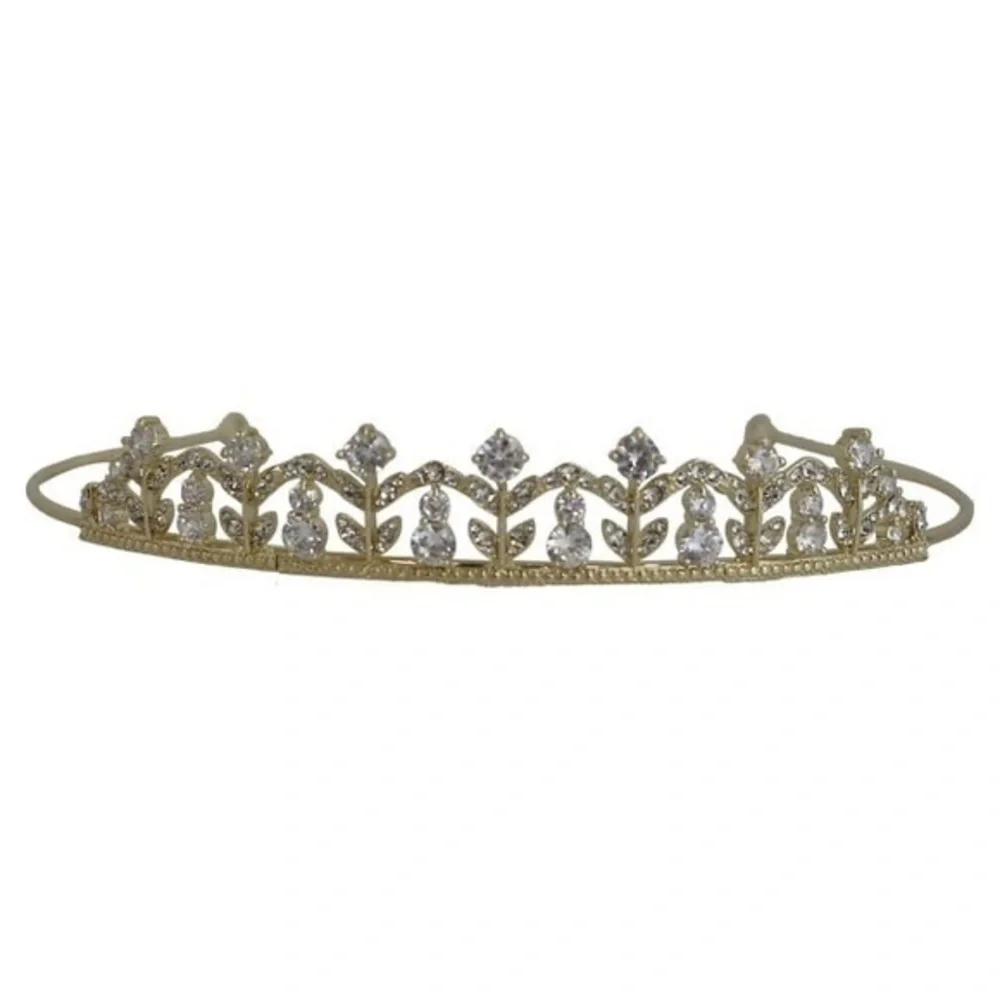 Believe by Brilliance Gold Flash Plated Tiara with Genuine Cubic Zirconia Stones